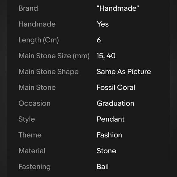 FOSSIL CORAL PENDANT - Picture 3 of 6